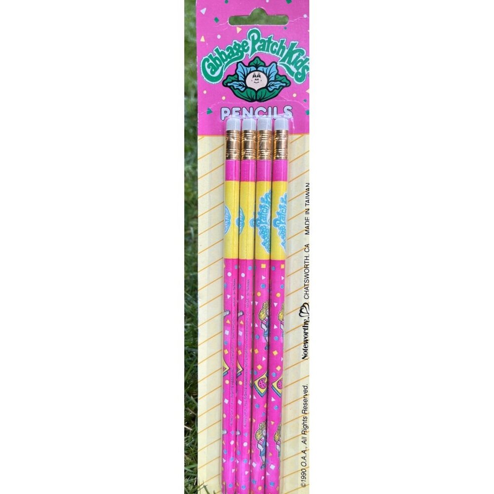 Cabbage Patch Kids Pencils Vintage 1990 Pink 4‎ in Package Noteworthy